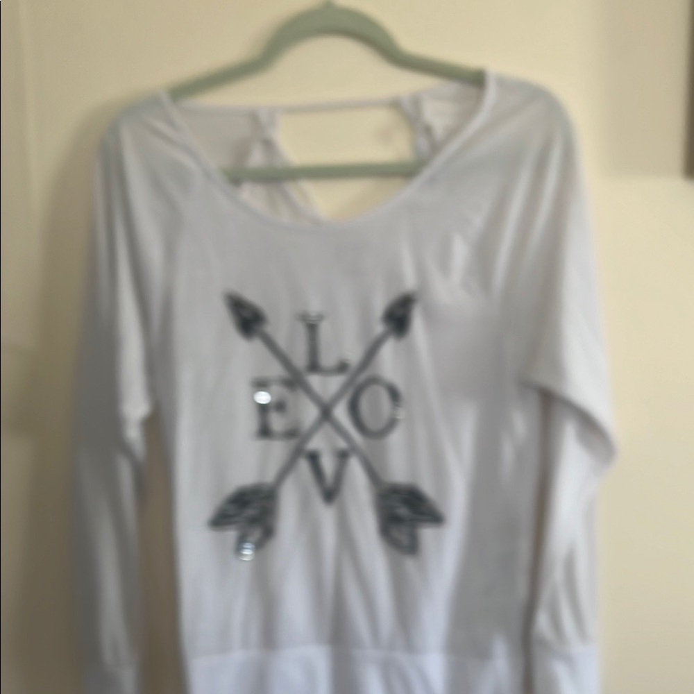 White Long Sleeve Top with LOVE Graphic